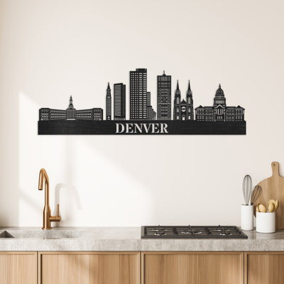 Décoration murale en bois Denver City Skyline