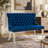 Velvet Double Dining Loveseat Bench, Kitchen & Dining Seating, 2-Seat Tufted Bench W/Handmade Buttons, Wing Back, Brushed Silver Stainless Steel Legs, Mid Century Modern,Single Pack,Blue,SW1702BL-1662660600-1662660603