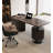 Modern Executive Desk with Cylindrical Drawer Unit and Asymmetrical Base-996411873