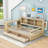 Wood Daybed with Drawers, Desk, Charging Port and Bookcase-715065305