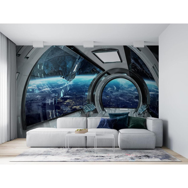 Murales vues de l'espace depuis le vaisseau spatial J | Papier peint auto-adhésif Peel & Stick