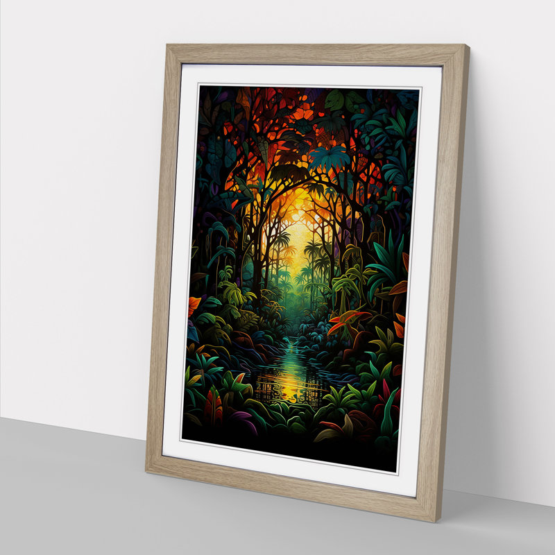 Jungle Abstract Framed Print, Oak , 34cm H x 25cm W x 2cm D
