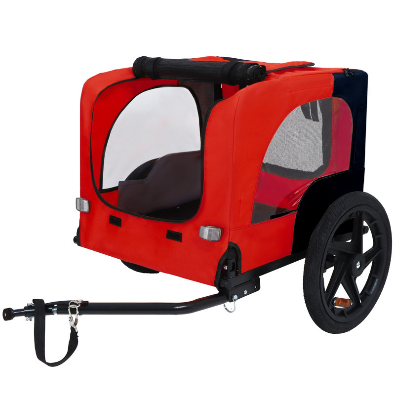 Chariot pour chien avec bicyclette, adapté aux petits et moyens animaux, cadre de chariot pliant facile, roue à dégagement rapide, plancher antidérapant, laisse intérieure
