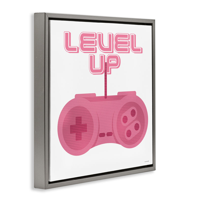 Cadre flottant rose Girl Gamer, conçu par Yass Naffas Designs, H 18 po x l 18 po, Cadre flottant gris lustré