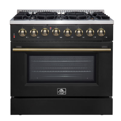 Cuisinière à double combustible 36 po Forno Galiano en blanc, noir, bleu ou rouge, 83 000 BTU, four de 5,36 pieds cubes