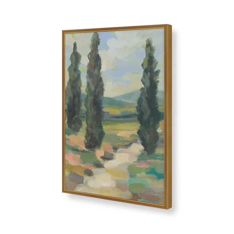 «Path in Tuscany» par Silvia Vassileva, reproduction d'art, H 24 po x l 18 po, Doré