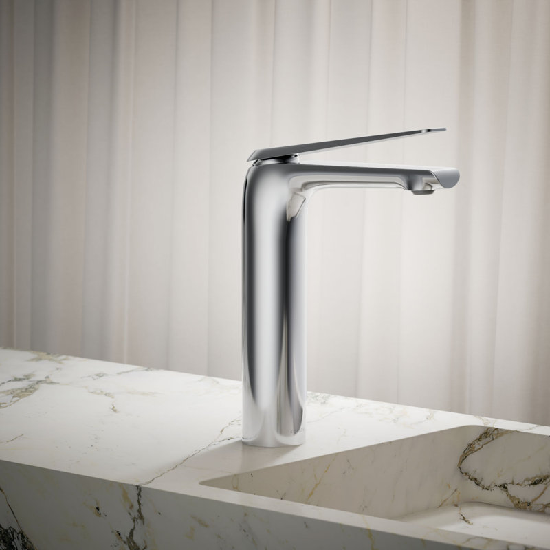 Robinet de lavabo de salle de bain à poignée simple Avid, Chrome poli
