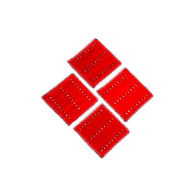 Scarlet Lace-Edge Cocktail Napkins