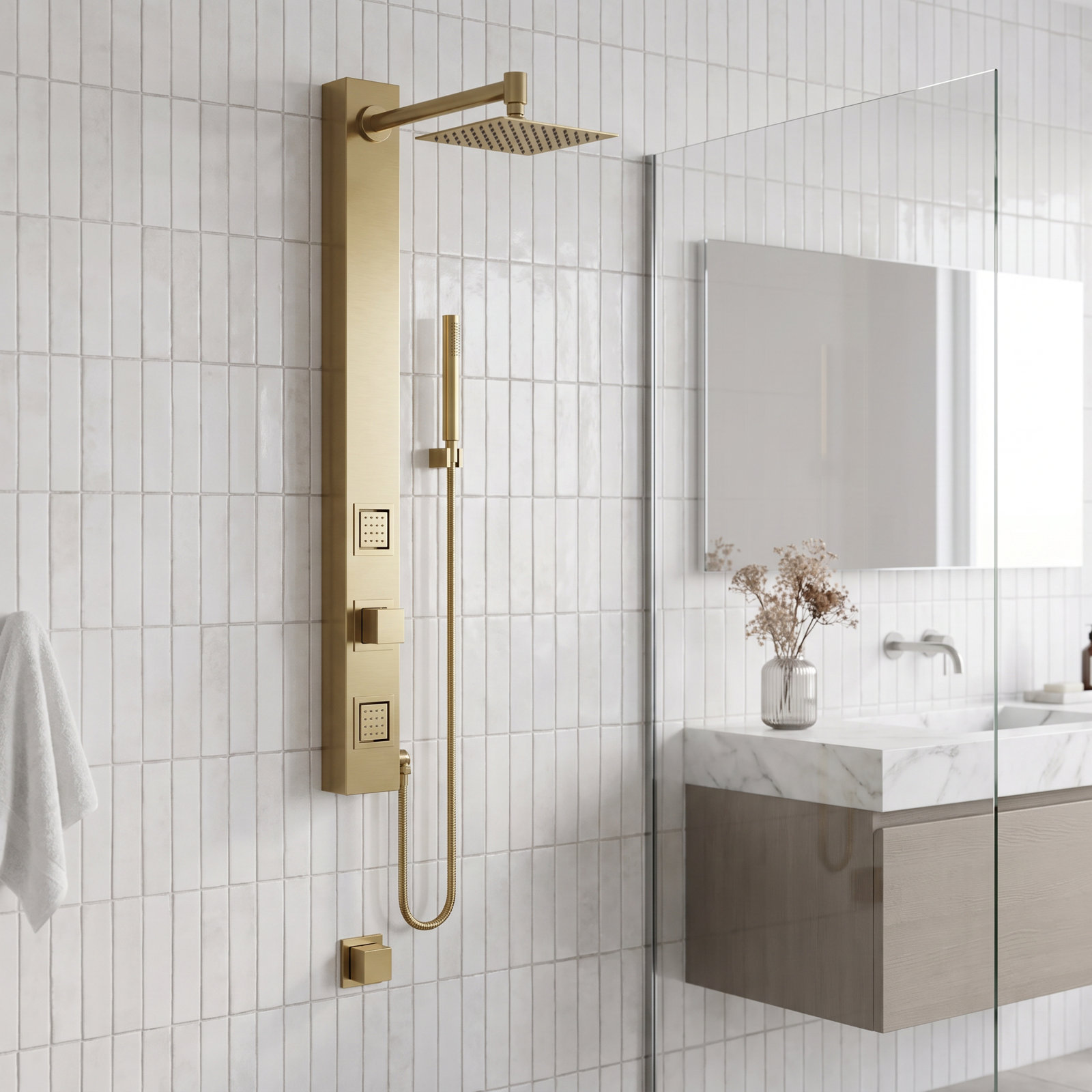 Orchid 2-Jet Shower System with Hand Wand, Matte Brushed Gold