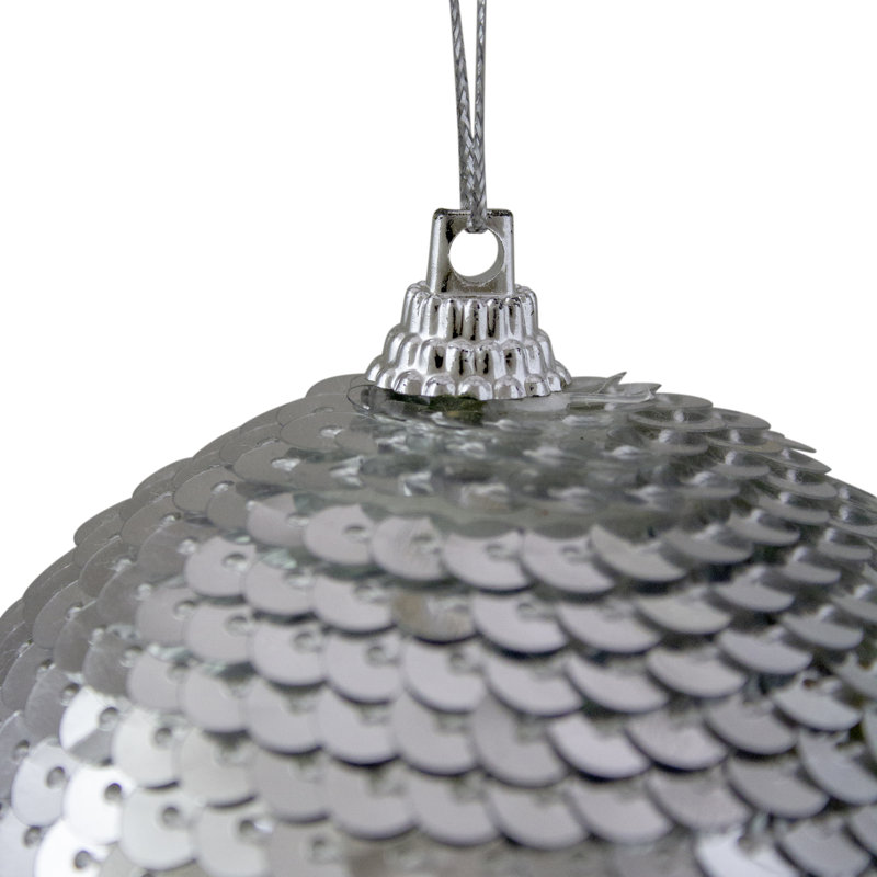 Ornement boule de Noël à paillettes incassable 3 po, Argent