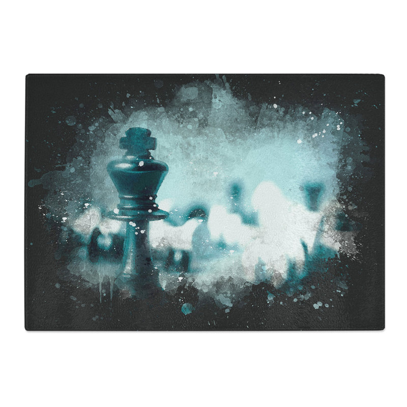 Tempered Glass a Chess Battle Paint Splash Chopping Board, 20 cm x 28.5 cm