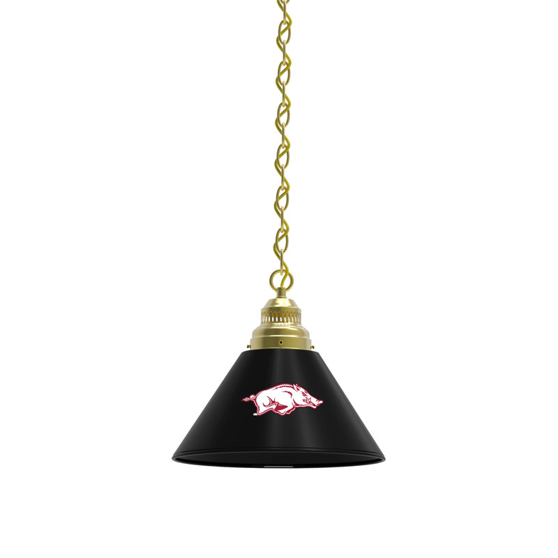 1 - Light Single Pendant, Brass, Arkansas Razorbacks