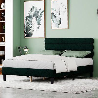 King Bed Frame With Headboard,Sturdy Platform Bed -  Everly Quinn, 78C77CAF8E8D4EB2A3B0888A094729A6