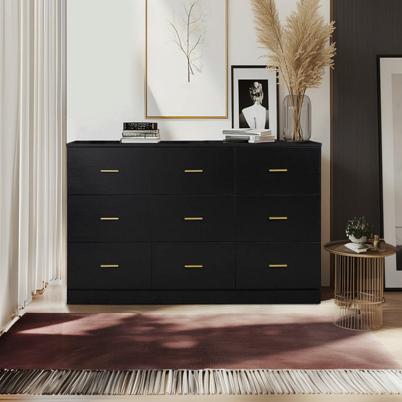 Commode moderne à 9 tiroirs pour la chambre à coucher - Vaste commode avec rangement, robuste et sécuritaire