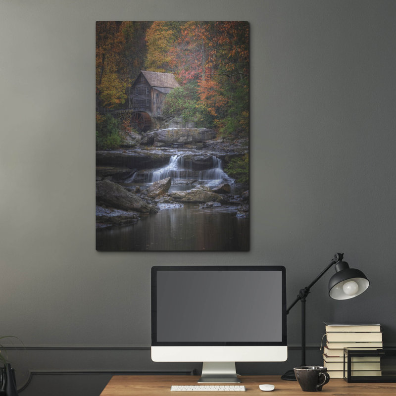 «Glade Creek Grist Mill» par Rick Berk, art mural en métal, H 36 po x l 24 po