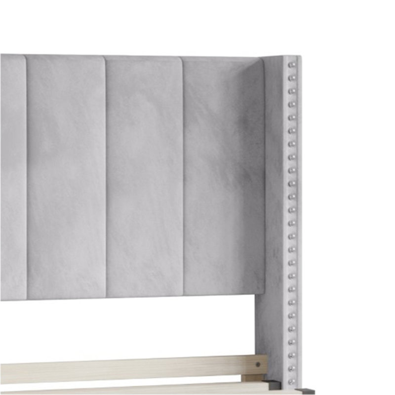 Lit plateforme tapissier avec rangement Georgia-Lee, Gris argenté, Grand