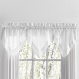 Blandford Premium 100% Cotton Hemstitch Semi-Sheer Pointed Handkerchief Valance in 48" W