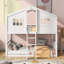 Lit superposé simple au dessus d'un lit simple avec échelle, lit en bois-311379027