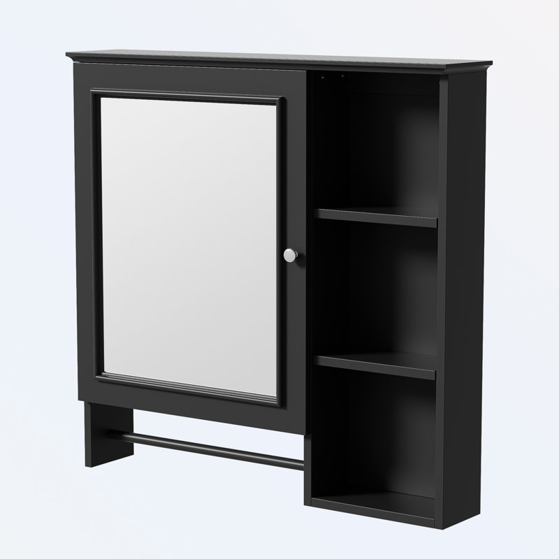 Armoire de rangement murale pour salle de bain, Noir, noir, noir, noir