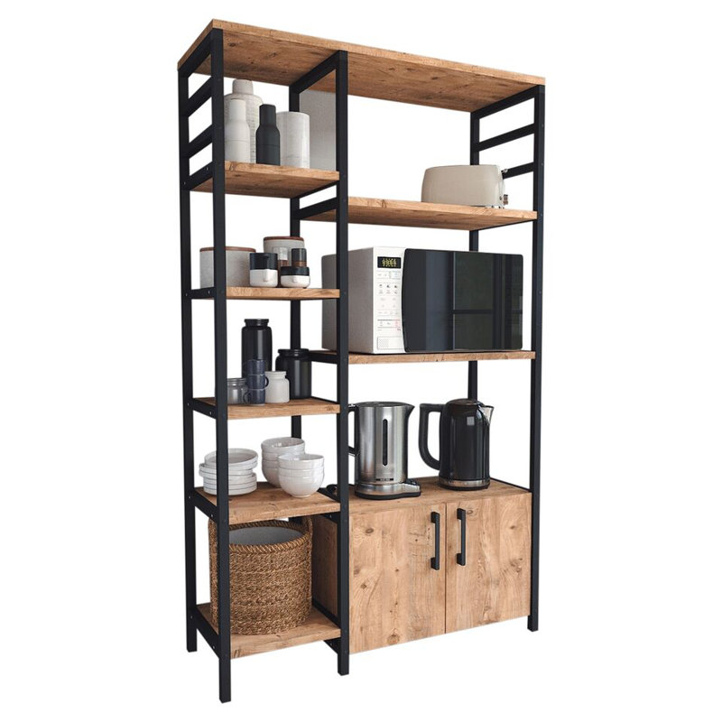 Nekko 55.39cm W Metal Shelving Unit, Pine