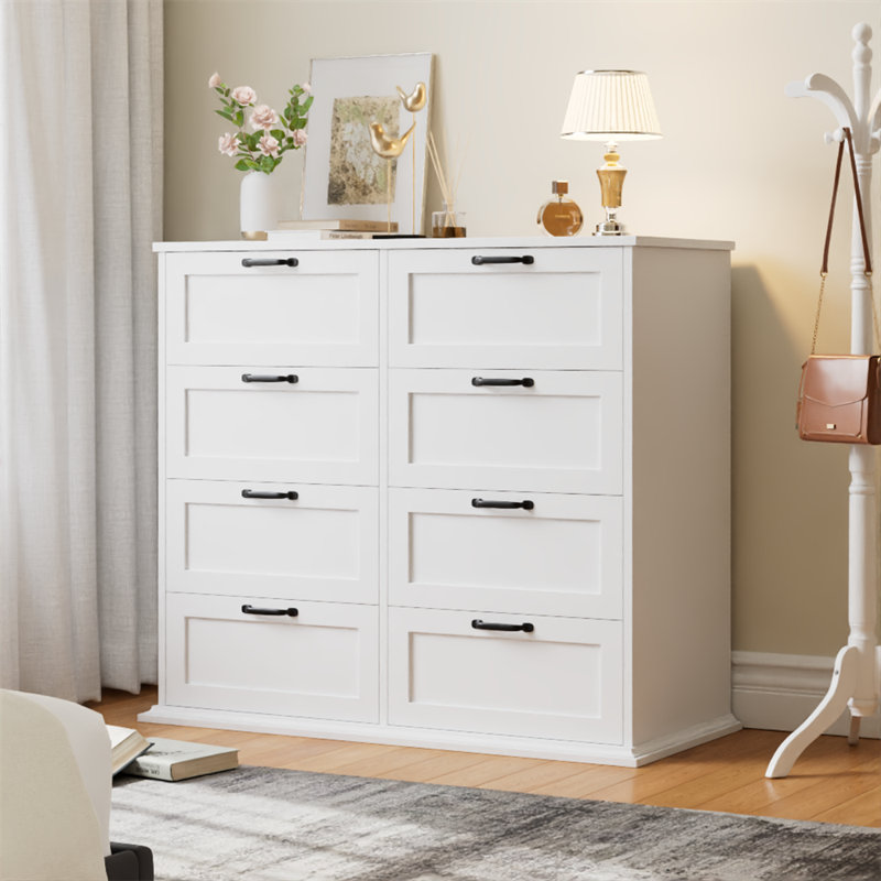 Commode double 8 tiroirs Ausherman, Blanc