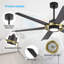 Ventilateur de plafond à 6 pales en plastique ABS avec moteur à courant continu réversible à 6 vitesses, noir-1133813113-1133812976