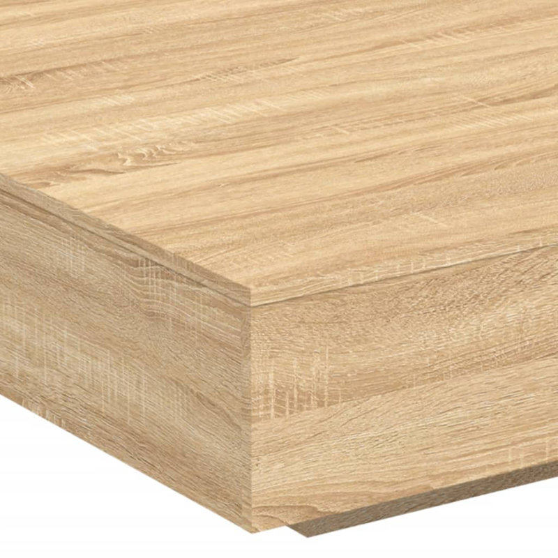 Table basse avec lumières DEL vidaXL, H 12,2 po x l 39,37 po x P 39,37 po, Chêne sonoma