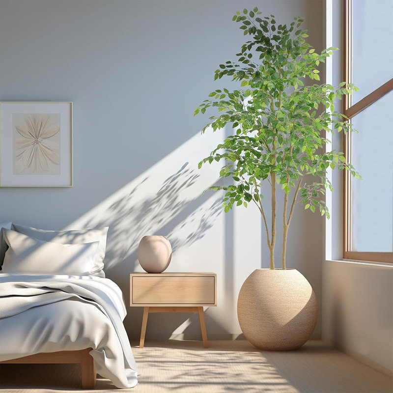 Grand arbre artificiel, texture réaliste en pot 7 pi (84 po)