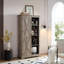 Armoires | Armoire de rangement haute de style rustique avec portes de grange, tablettes réglables, 39,37 po x 15,75 po x 74,4 po, gris ardoise | MDF | Cuisine
