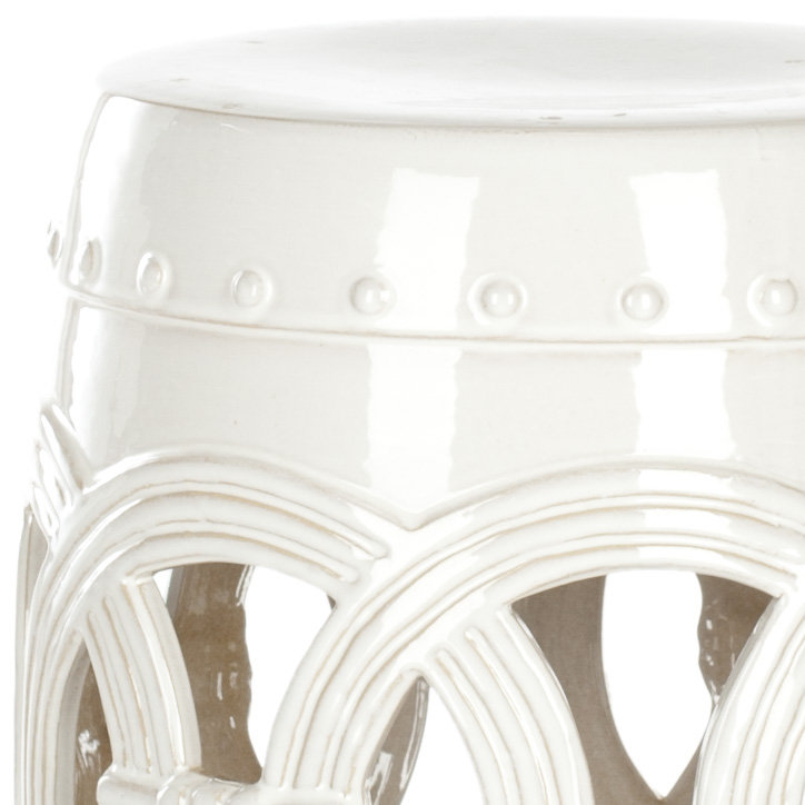 Tabouret de jardin en céramique Bartlesville, Blanc antique