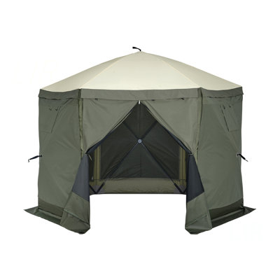 Pop Up Gazebo Tent, Pop-Up Screen Tent 6 Sided Canopy Sun Shelter With 6 Removable Privacy Wind Cloths & Mesh Windows, 10X10ft Quick Set Screen Tent With Mosquito Netting