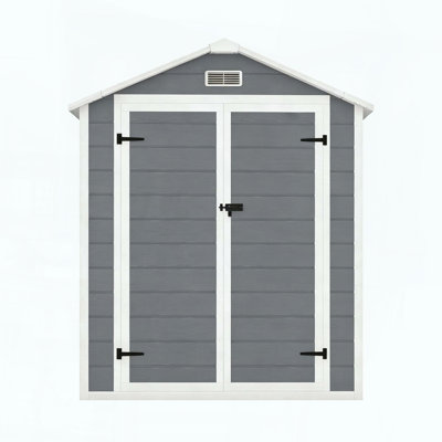 Outdoor Storage Shed with Lockable Double Doors and Cottage Window