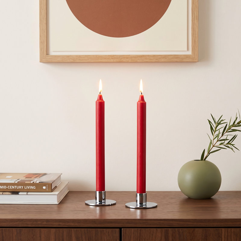Unscented Taper Candles In Box With Green Wick