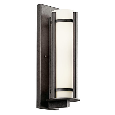 Applique murale extérieure Millbourne Anvil Iron de 49,5 cm (19,5 po) à 2 lumières avec abat-jour en verre gravé