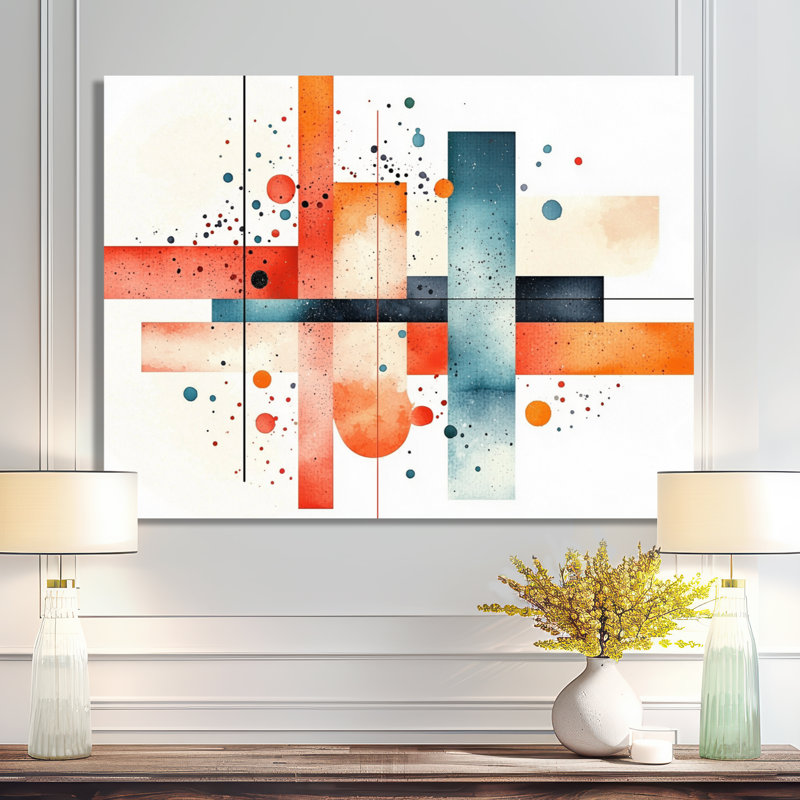 Rectangle dynamique équilibre géométrique III - décoration murale géométrique en métal, impression moderne sur métal