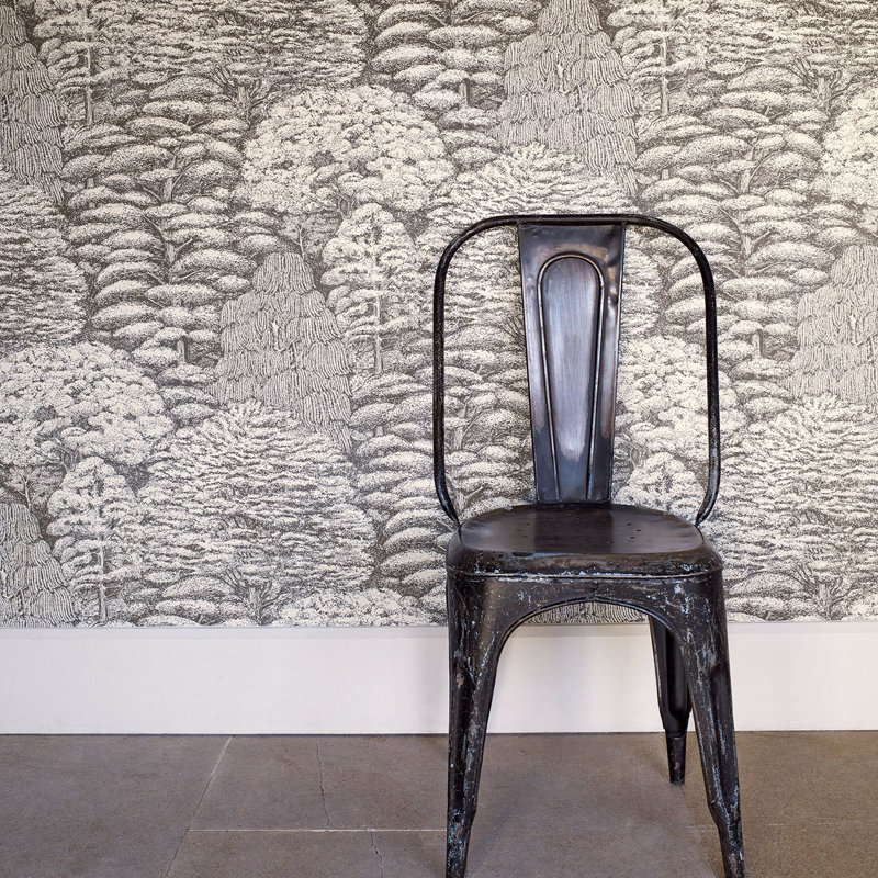 Woodland Toile Wallpaper, Ivory/Charcoal