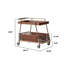 Chariot de service mobile double couche creux en bois de frêne blanc de style Wabi-Sabi, 26,77 pouces, avec cadre en métal et roues universelles silencieuses