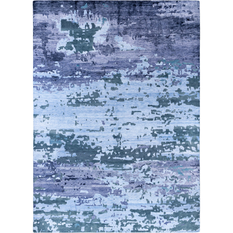 Tapis moderne noué à la main de conception unique - gris, 9 pi 0 po x 12 pi 4 po Modern