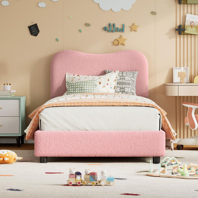 Low Profile Sturdy Platform Bed, With Velvet Upholstered Headboard, Strong Wooden Slats by Mercer41