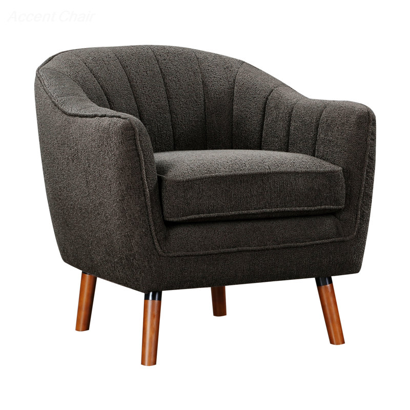 30'' Wide Tufted Barrel Chair, Charcoal Fabric