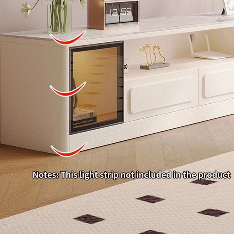 Meuble télé minimaliste de style crème, 86.61"