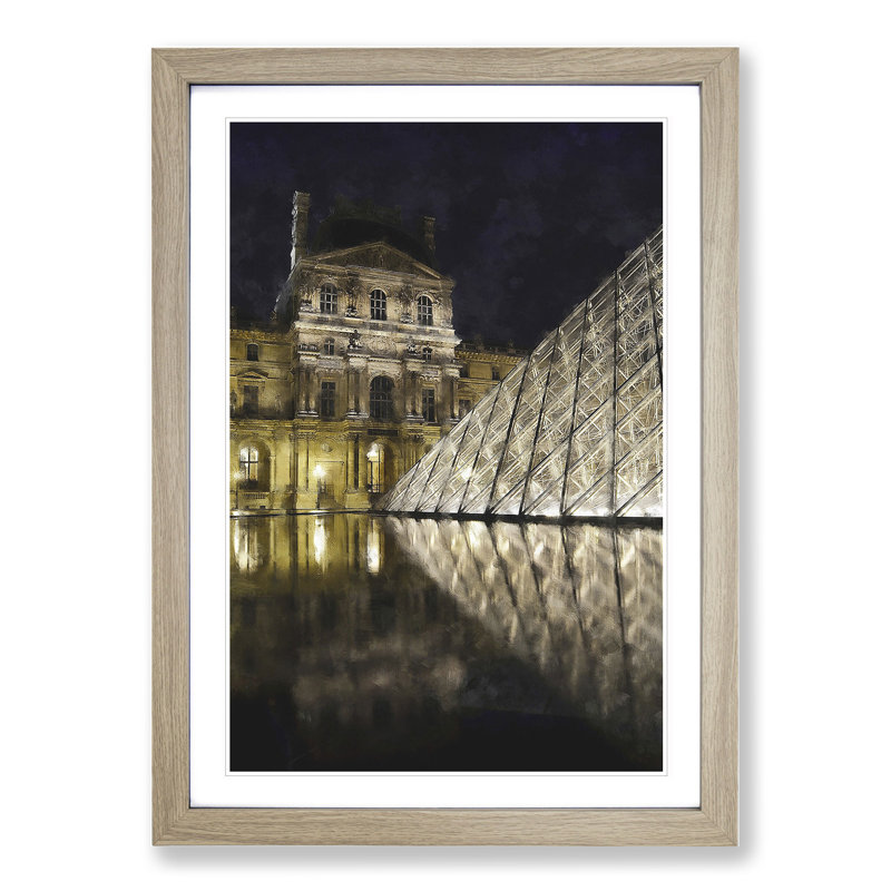 The Louvre in Paris Vol.1 Painting - Picture Frame Graphic Art, 36cm H x 27cm W x 2cm D, Oak