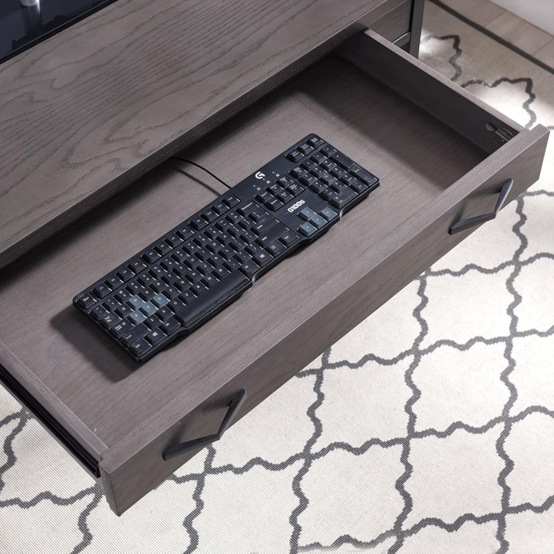 23400 Chisel & Forge Writing Computer Desk With Drop Front Keyboard Drawer, Smoke Grey