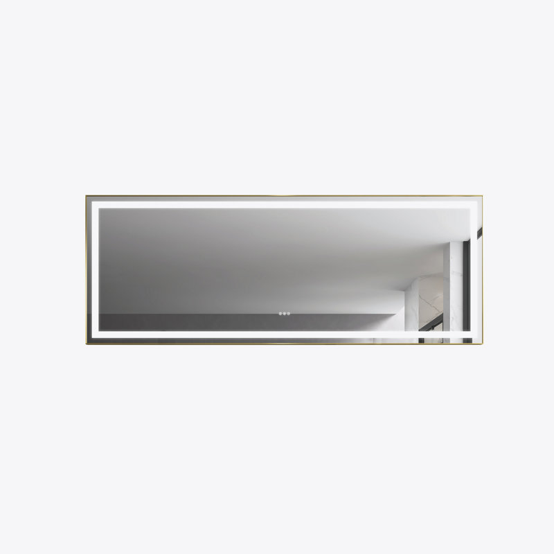 LED Bathroom Mirror with Front-lit, 3 Colors Temperature & Dimmable Light, 36" x 60", Brushed Gold