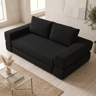 81" Boneless Convertible Futon Sofa Bed, Corduroy Floor Couch, No Assembly Required For Living Room, Bedroom & Small Space