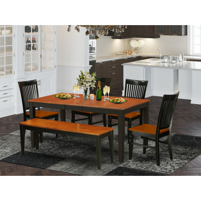 Cleobury 6 - Person Butterfly Leaf Rubberwood Solid Wood Dining Set