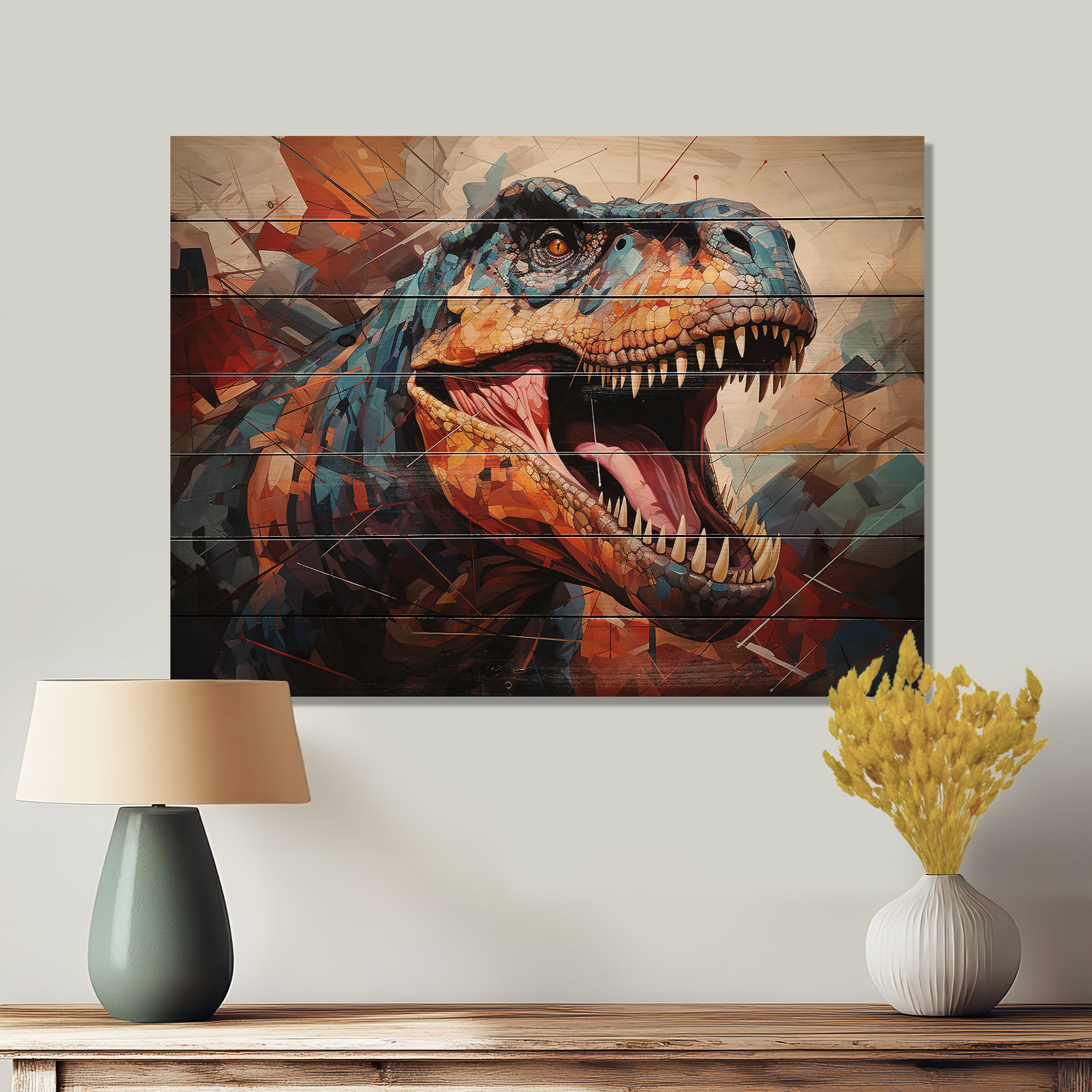 Trinx Lealan Dinosaur Prehistoric Legacy Geometric II On Wood Print ...