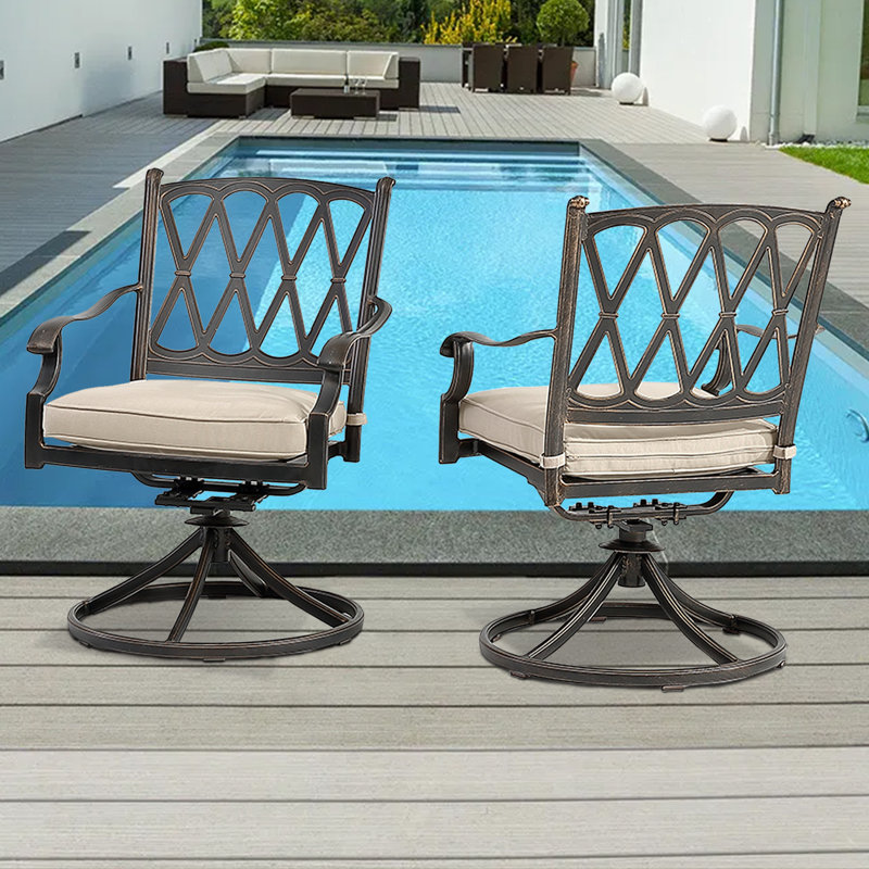 Chaise de patio pivotante avec coussins Banski, Beige