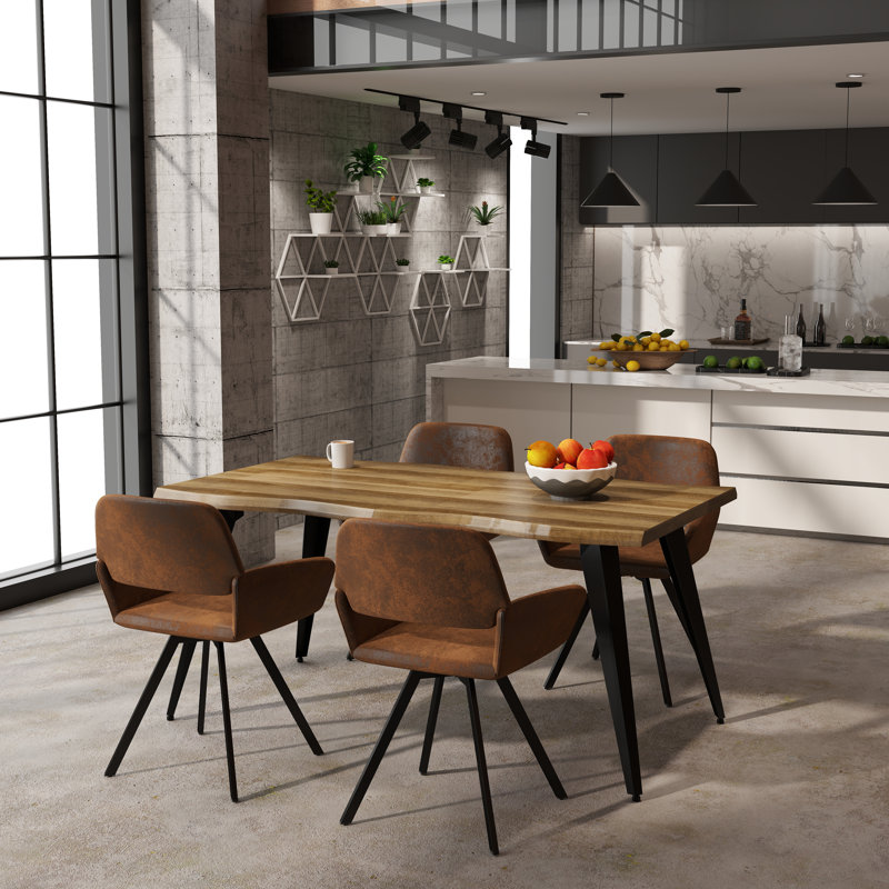 Ensemble de salle à manger 5 pièces avec chaises rembourrées pivotantes et table rectangulaire - 2 options de couleurs pour la salle à manger de cuisine
