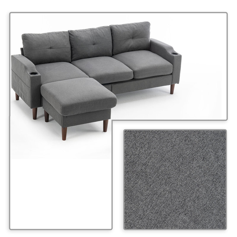 Canapé modulaire réversible en L à 3 places Contemporary Classic, Tissu gris foncé